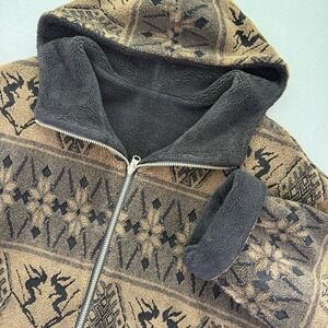 Denali Jacket Coat Womens XL Brown Black Ski Design Soft Fuzzy Hooded Reversible